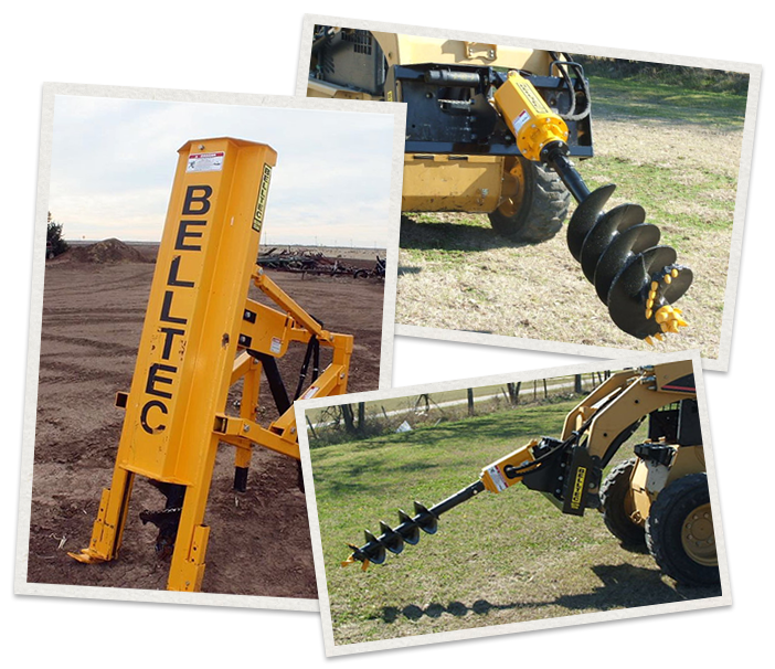 three separate images of Belltec Machinery being used
